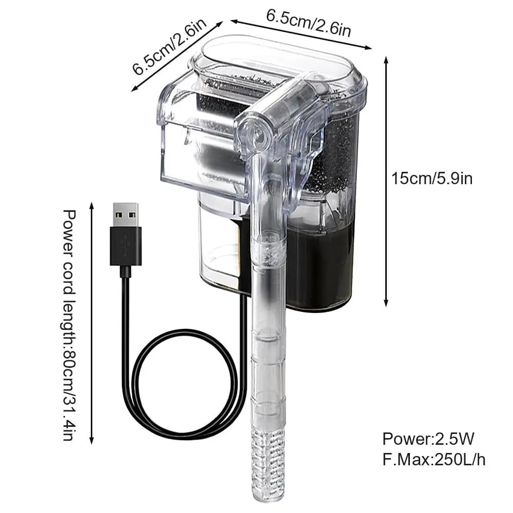 Мини Бесшумный USB Фильтр для Аквариума Водопад Фильтр для Аквариума с Регулируемым Объемом Воды Настенный USB Устройство для Фильтрации Аквариума