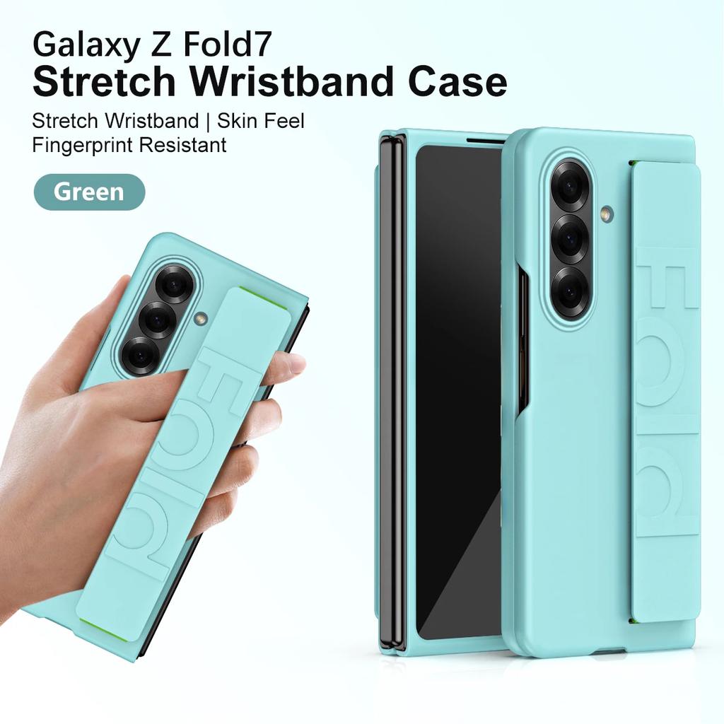 Luxury Soft Silicone Wrist Strap Bracket Phone Case For Samsung Galaxy Z Fold 7 6 5 4 3 2 Ultra Thin Matte Hard Protection Cover