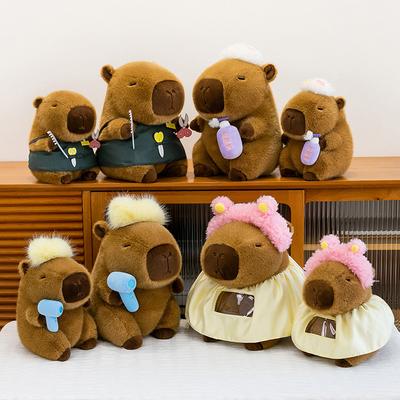 New Creative Hairdresser Capybara Doll Kapi Capybara Doll Plush Toy Sleeping Doll Gift