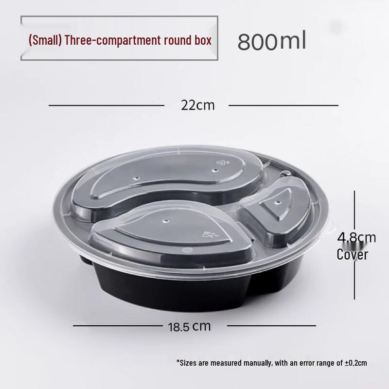 Disposable Round Black Multi-Compartment Food Container