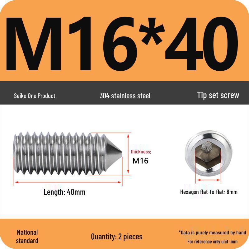 304 Stainless Steel Internal Hex Set Screw | Headless Grub Screw M2-M16
