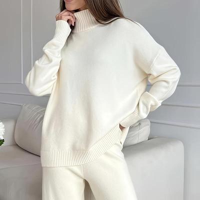 Women's  Winter Sweat  Oversized Turtleneck Sweater ,  Cozy Casual To Formal Formal Wear, White Sweater  Relaxed Fit for Lay