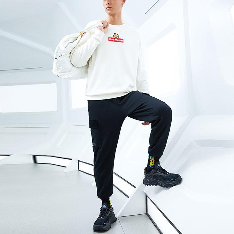 Anta Life Series Long Sleeve Fleece Pullover Sweatshirt Men Tops White 952048729-1