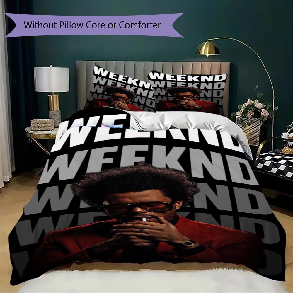 The Weeknd Pattern Bedding Uilt Set Uilt Cover Pillowcase Home Decoration Birthday Gift (1 * Duvet Cover + 2 * Pillowcase Without Core)