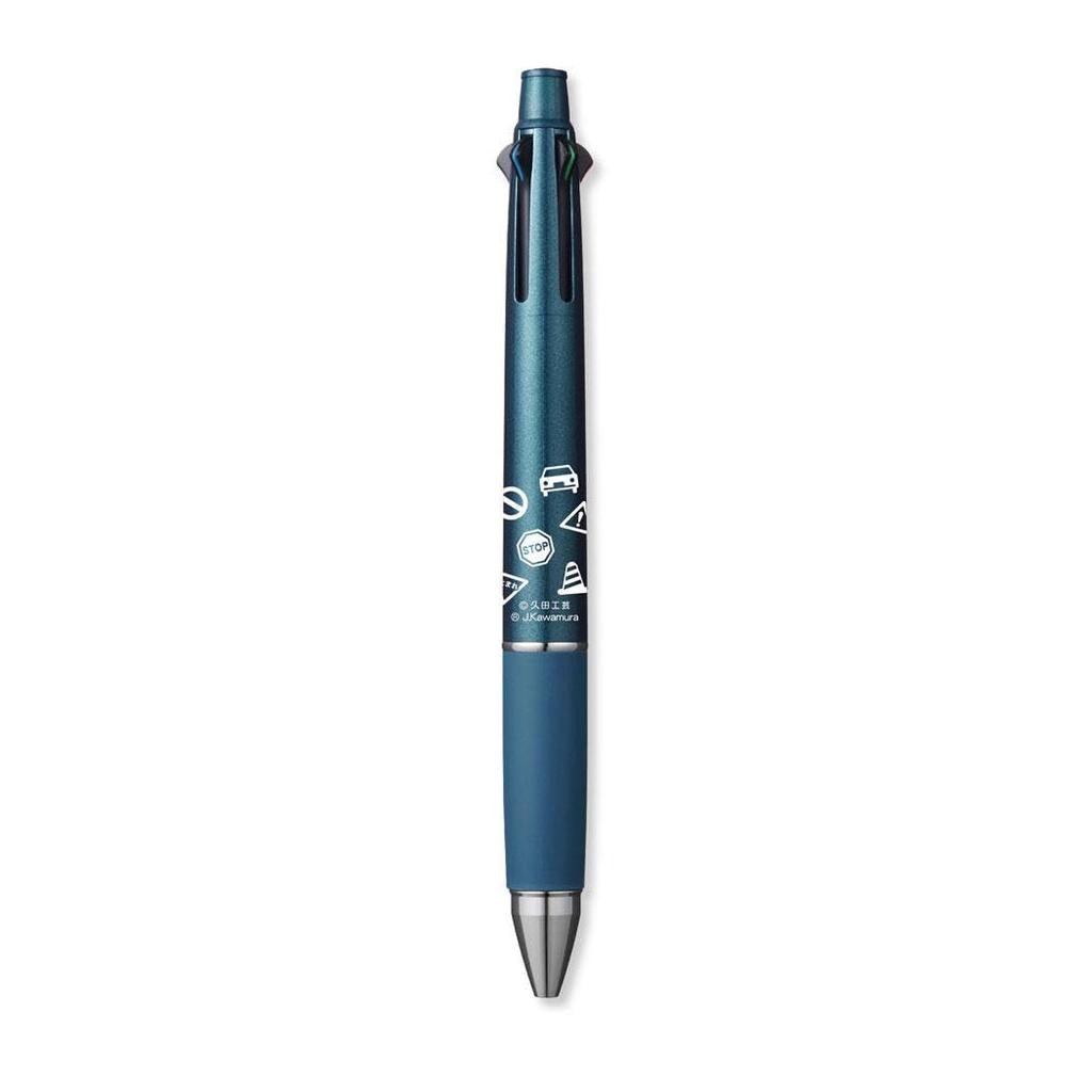 Tobidashi Tobita Pencil Ballpoint Pen In and Jetstream Blue [Mechanical & 4-Color Black, Red, Blue, Green] 0.5mm/Teal