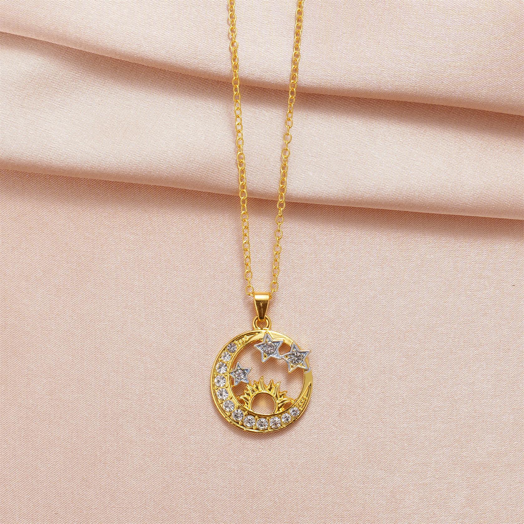 

Ожерелье из сплава золота с изображением солнца, луны и звезд для женщин, ювелирное украшение в подарок жене, девушке, маме золотой