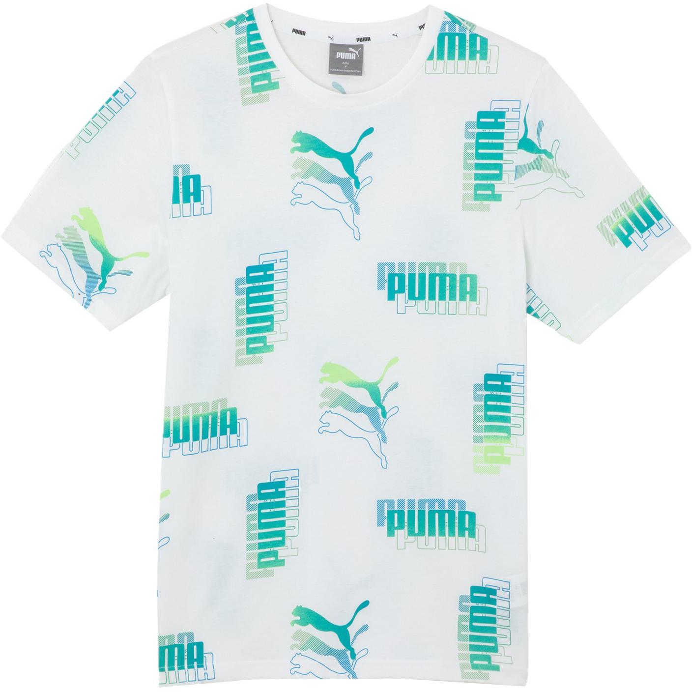 

Puma Мужская футболка с коротким рукавом и круглым вырезом, дышащая, с логотипом по всей поверхности, топы, белая 671732-02 L