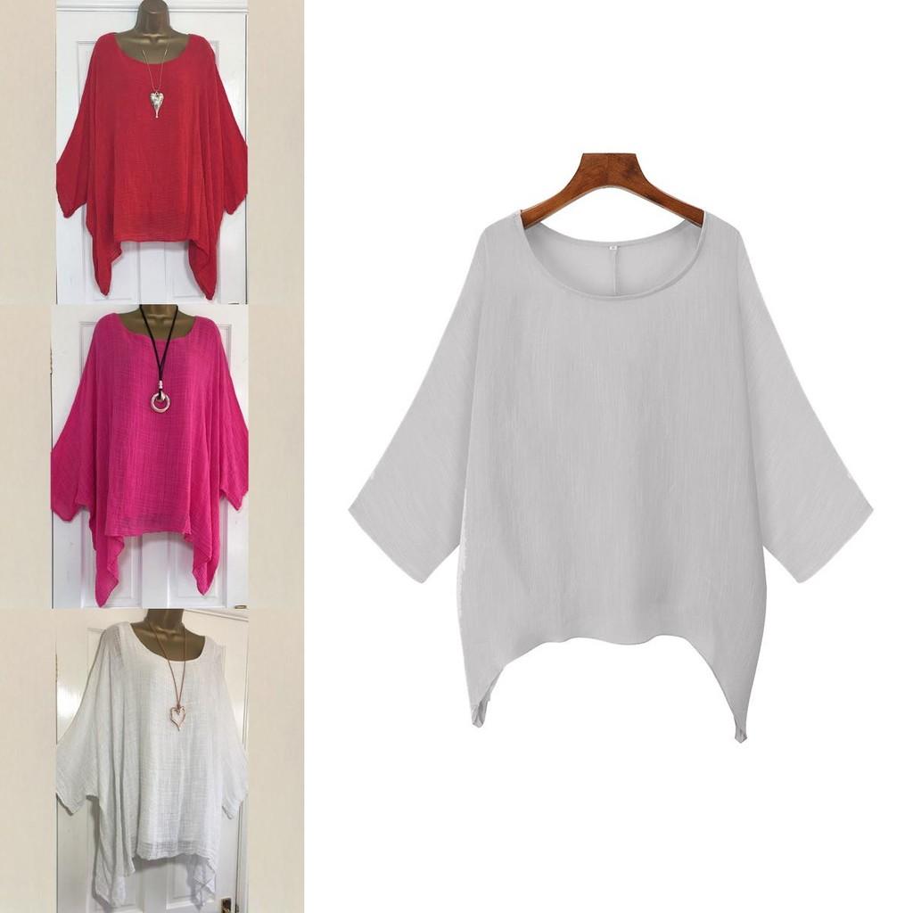 Stylish Plus Size Women's Loose-fit Kaftan Blouse With 3/4 Sleeves For Summer Outings