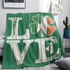 St.Patrick's Day Green clover Print Flannel Blanket,High quality Comfortable for All Seasons,Home Decor,Warmth and Comfort,Perfect for Christmas Gifts