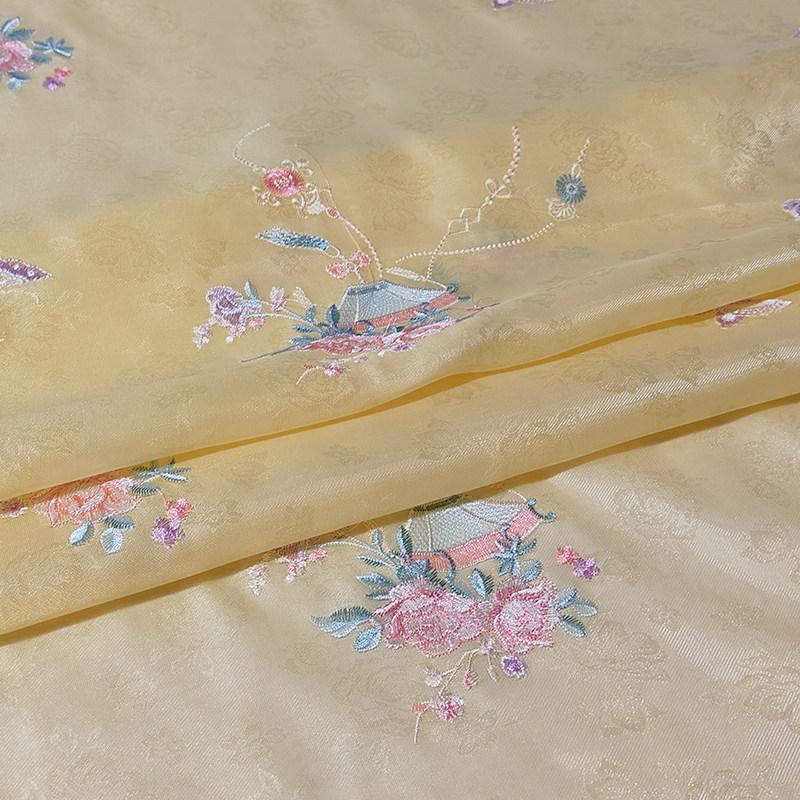 Chinese Style Netting Embroidery Fabric for DIY Sewing Fashion Women's Wedding Dresses Evening Gowns Hanfu Qipao Clothing Cloth