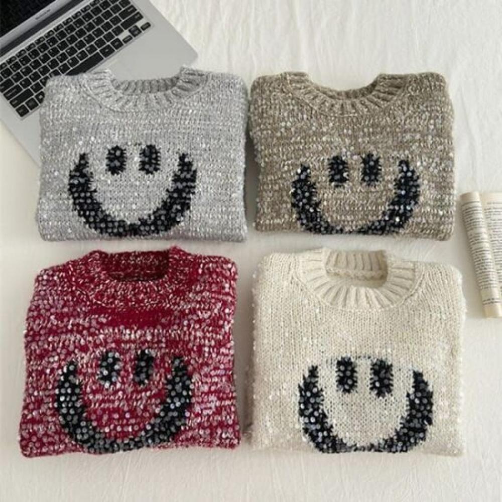 Navava Long Sleeve Sequin Knit Sweater Nk2547