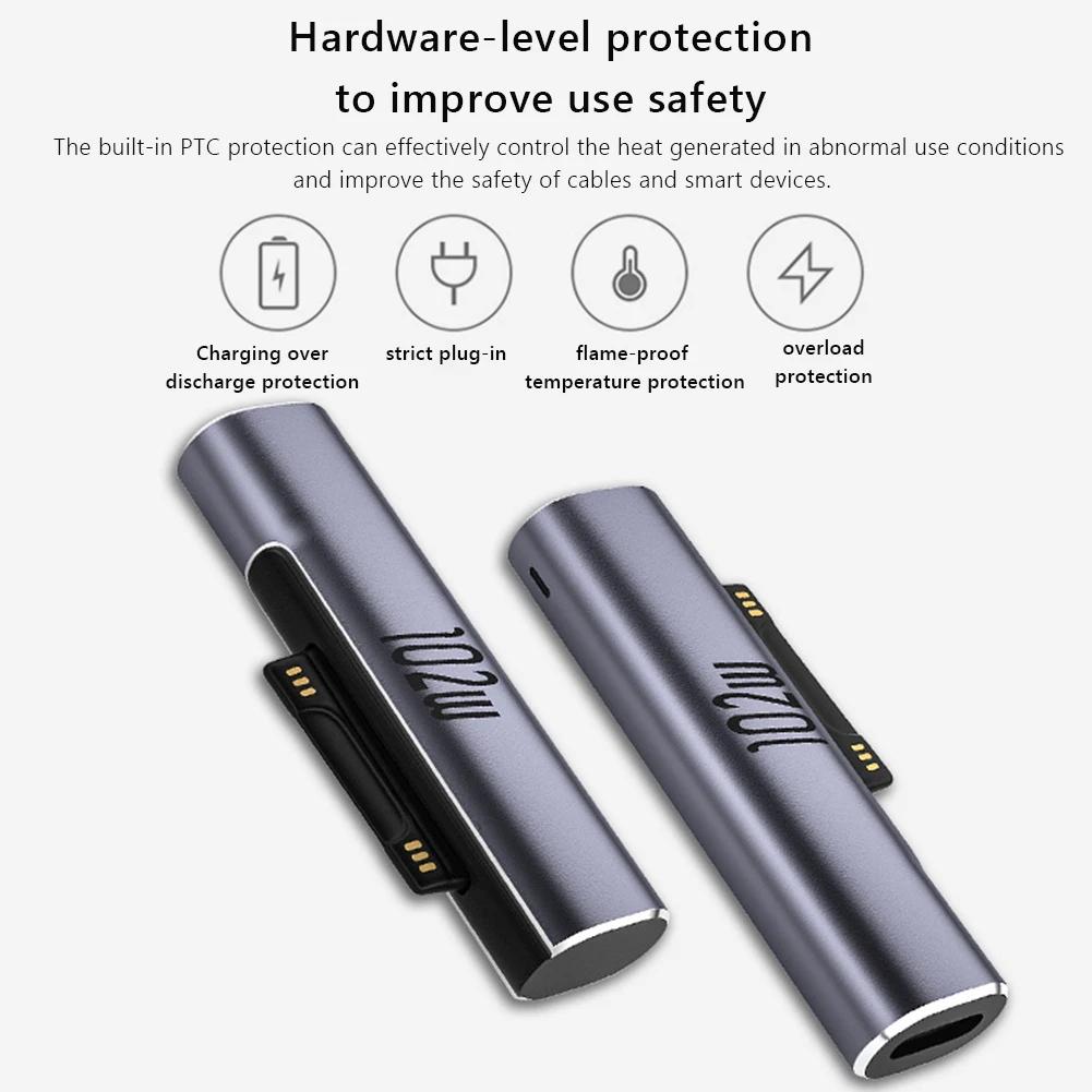 For Microsoft Surface Pro X/8/7/6/5/4/3/Go/Book to USB Type C PD Fast Charging Adapter Tablet Magnetic Converter Charger Adapter