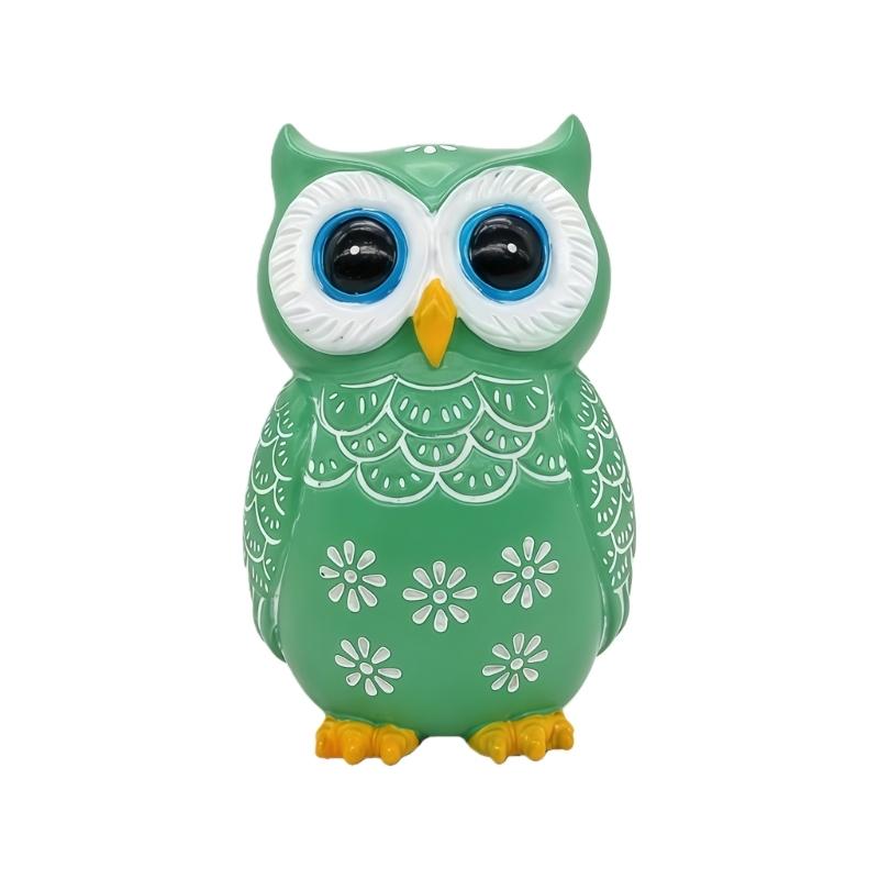 

Owl Statue Home Decors Accents Small Animal Sculptures Lovely Owl Figurines for Bedroom Home Gift for Birds Lover зелёный