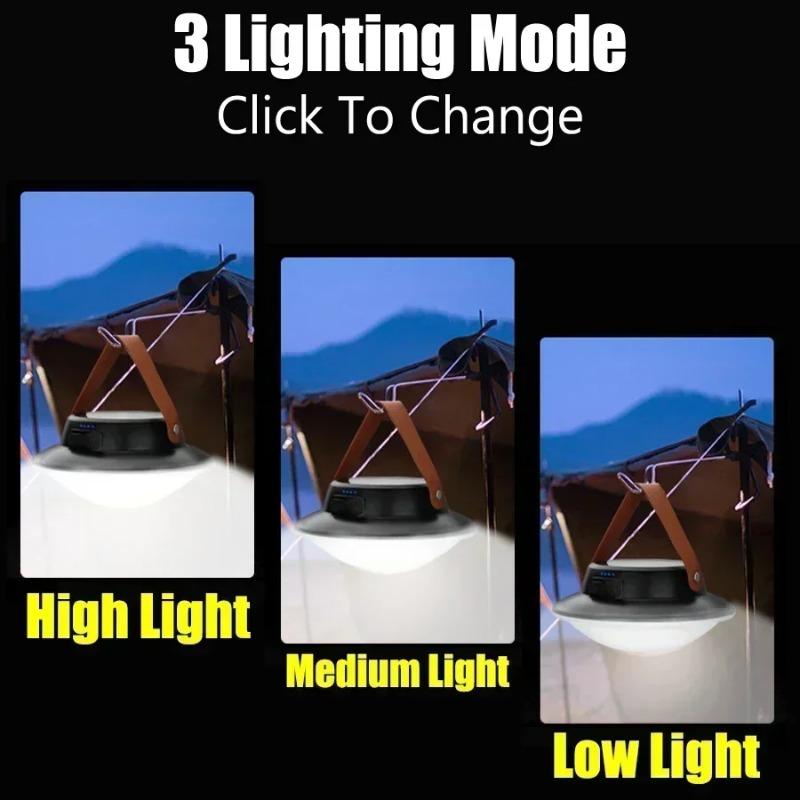 Retro Portable Camping Lantern Waterproof Emergency Light 3 Modes Hanging Tent Lamp Outdoor Hiking Rechargeable Flashlights