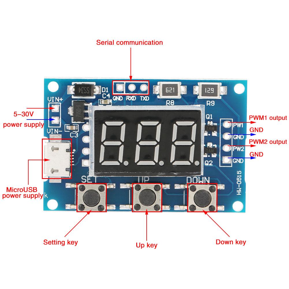 2 Channel PWM Frequency Duty Cycle Adjustable Wave Rectangle Signal Generator