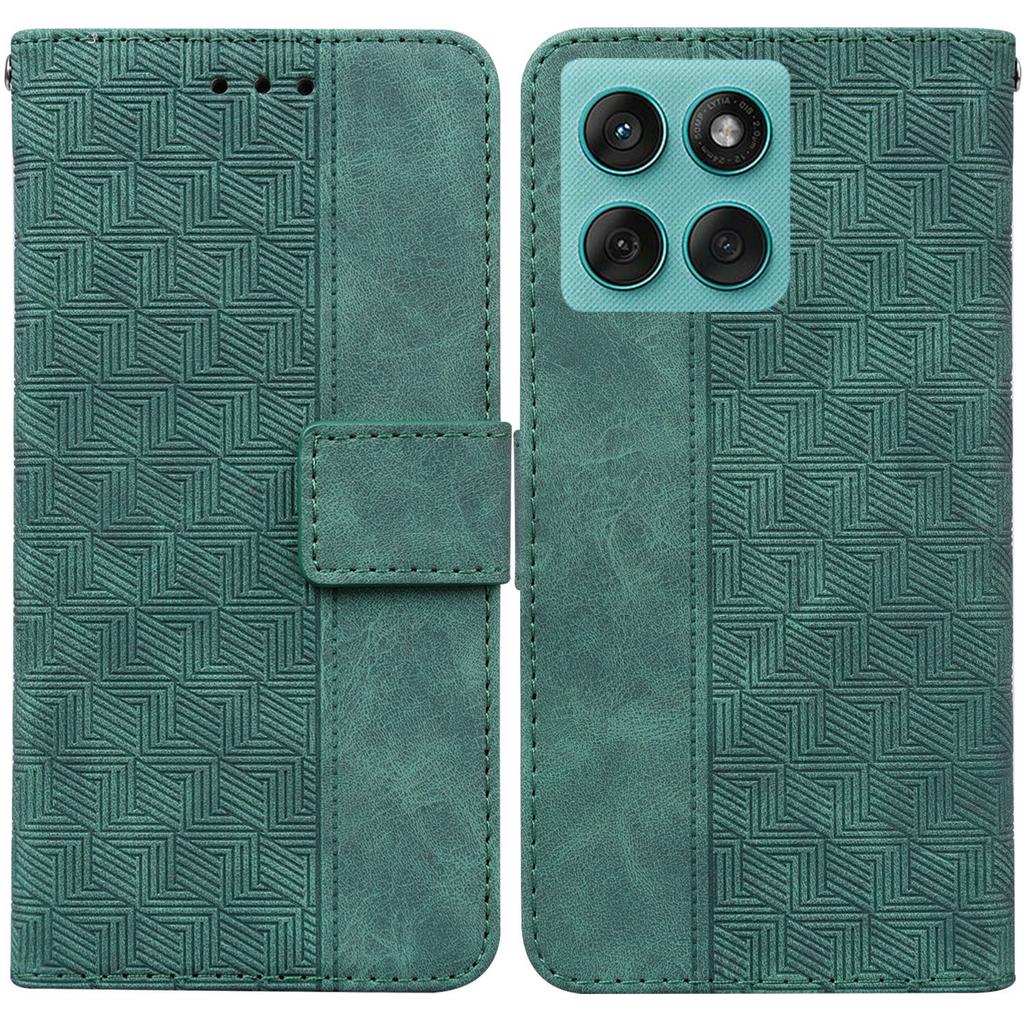For Motorola Edge 60 5G/60 Fusion 5G Case Geometry Pattern Leather Wallet Phone Cover with Wrist Strap