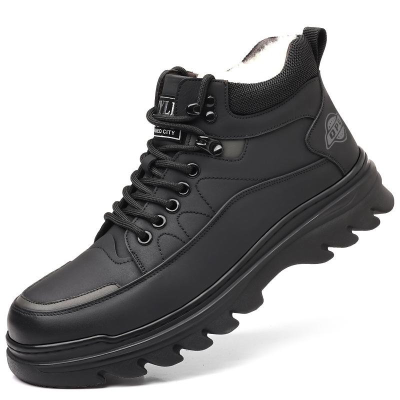 Cotton Shoes Men's 2025 Winter Warm Velvet High-top Men's Shoes Lace-up Men's Casual Dad Snow Boots