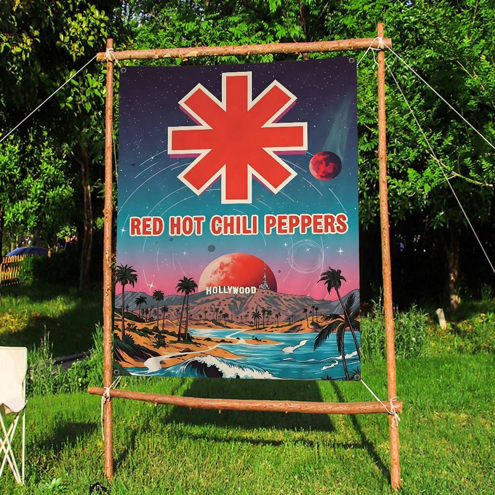 RRed HotChili Peppers Band Small Size Cheerleading Banner Hand Pulled Flag Outdoor Atmosphere Flags