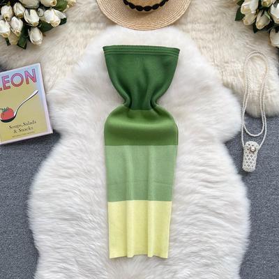 Vestido mini de punto sin tirantes para mujer, vestido ajustado con cintura elástica y espalda descubierta, vestido sexy de moda de verano para mujer