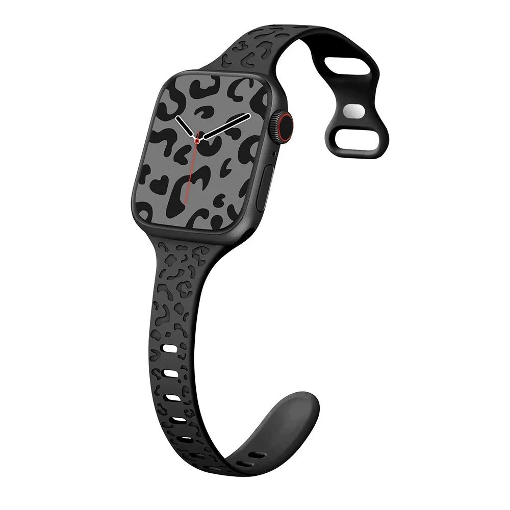 Wąski pasek do paska Apple Watch 40mm 41mm 42mm 38mm 49 44mm 45mm grawerowana silikonowa bransoletka Correa seria 8 7 6 9 5 4 3 SE Ultra