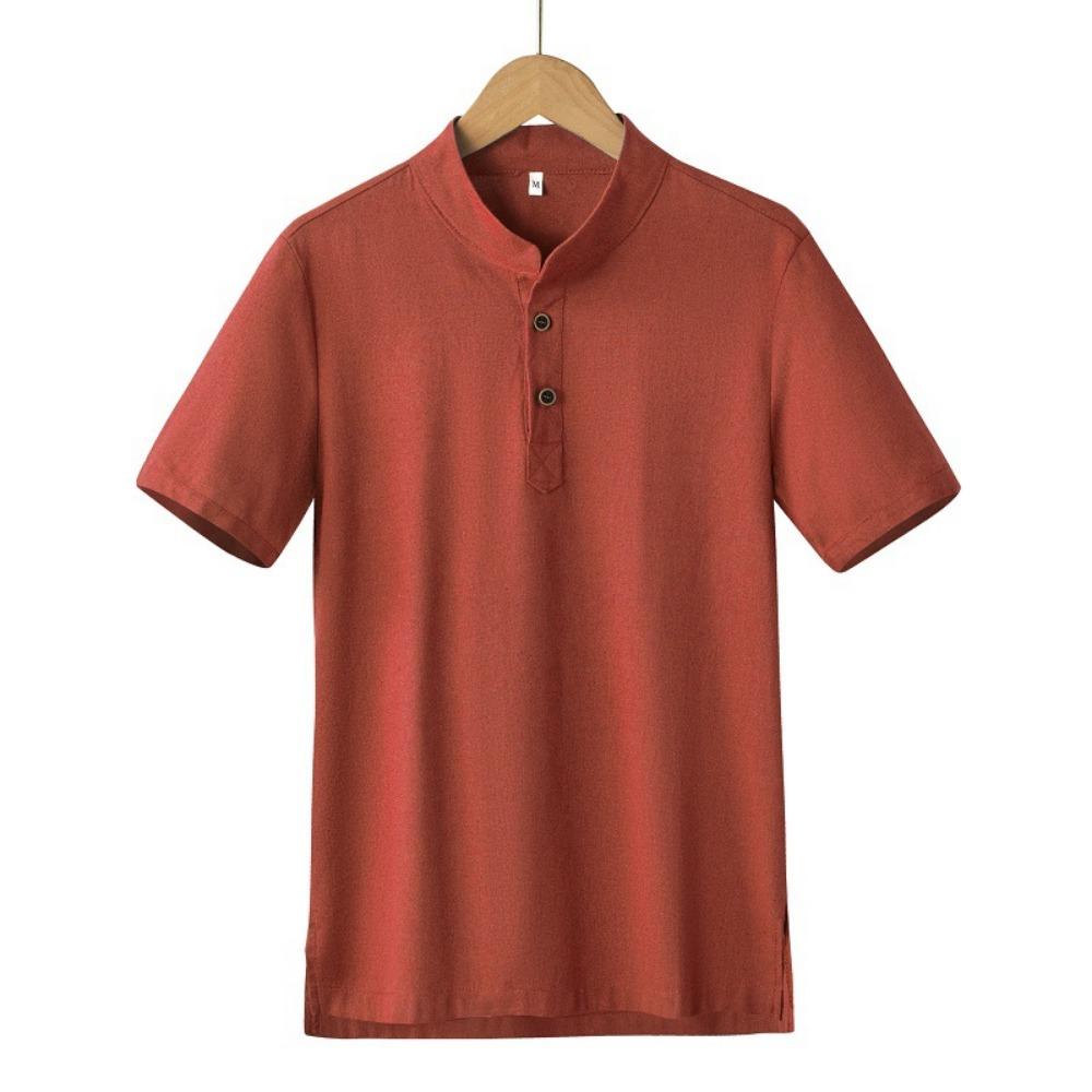 2025 Summer New Men's Short-sleeved Shirt Fashion Casual Loose Comfortable Solid Color Cardigan Lapel Beach Men's Short-sleeved Shirt