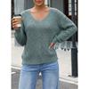 Women Sexy V Neck Backless Cross Strap Loose Pullover Knit Sweater
