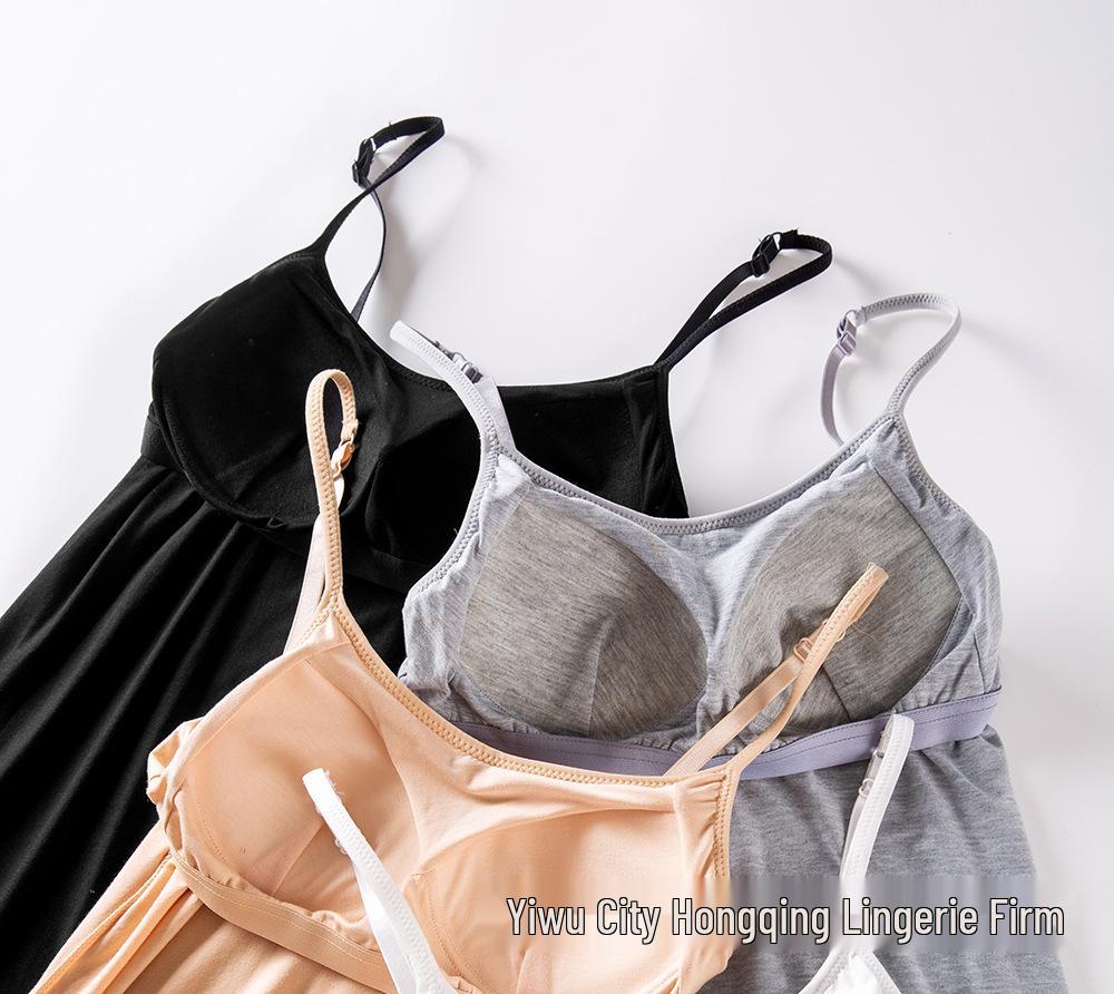 Dam Modal Nattlinne i Plusstorlek med Vadderade Kupor - Lös, Mellanlång Sommar Hemklänning