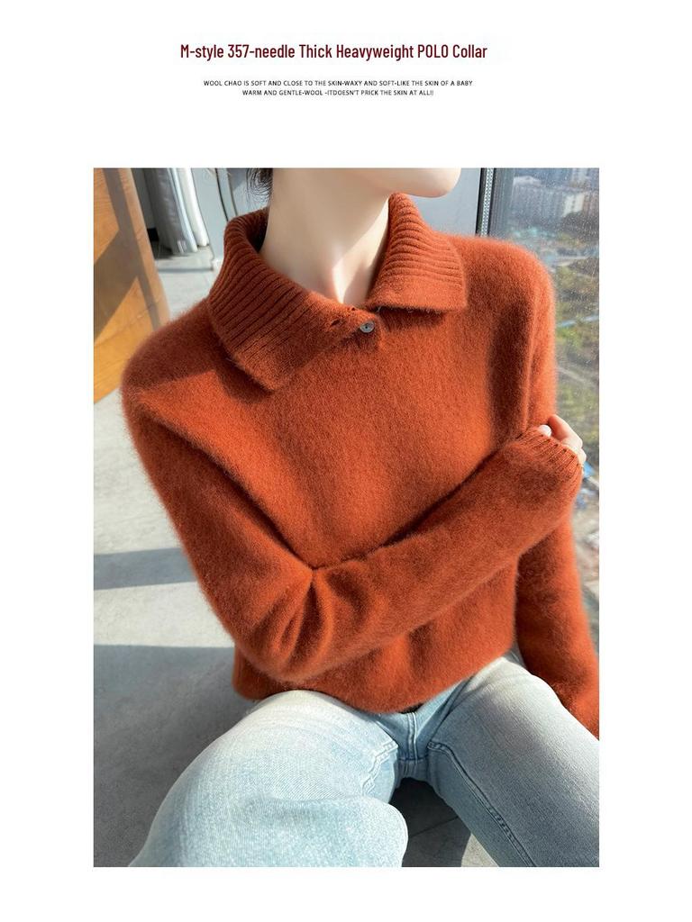 Women's High-Neck Knitted Pullover Wool Sweater - Long-Sleeved, Warm Autumn/Winter Top