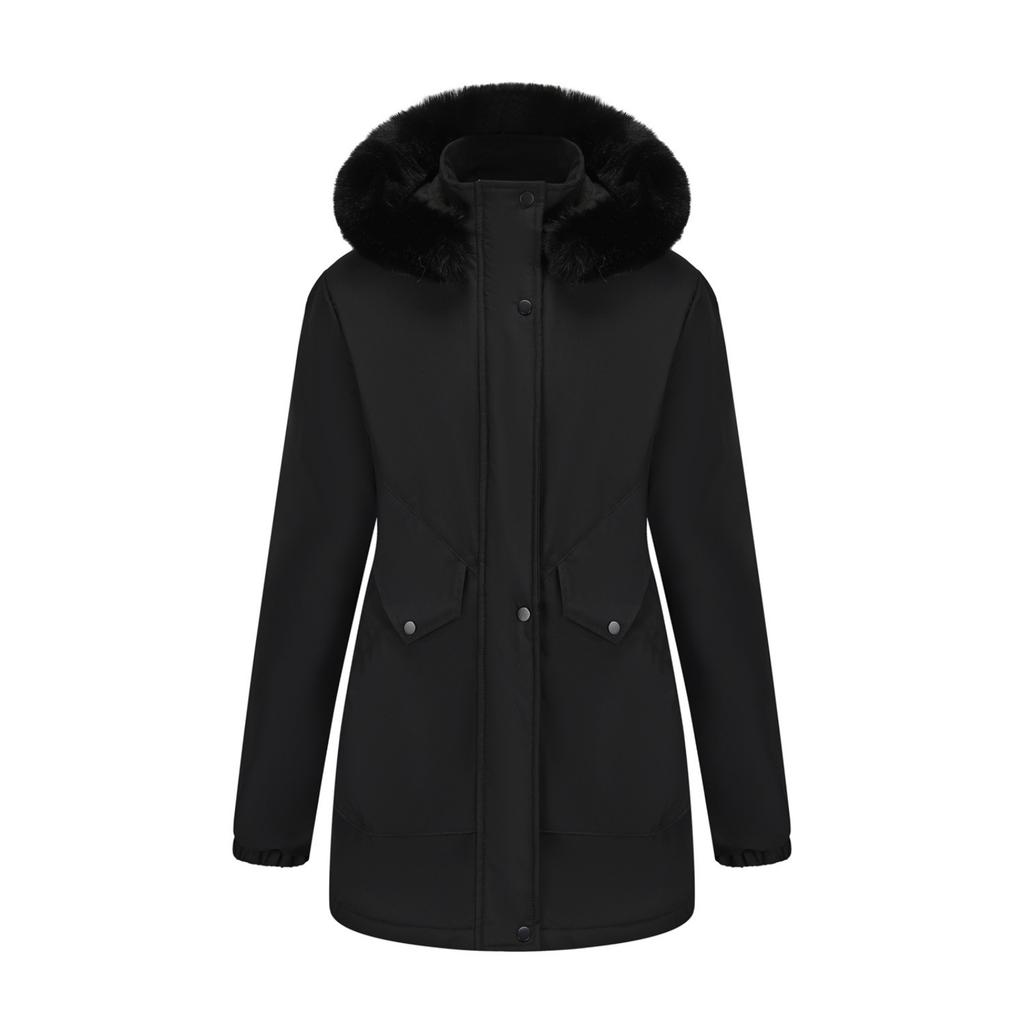 Damen Casual, Stilvoll, Abnehmbare Kapuze, Winddicht, Warme Wanderjacke, Winddichter Mantel, Baumwollmantel