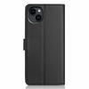 For iPhone 15 Wallet Case with Strap/Multiple Card Slots Solid Color Leather Stand Phone Cover
