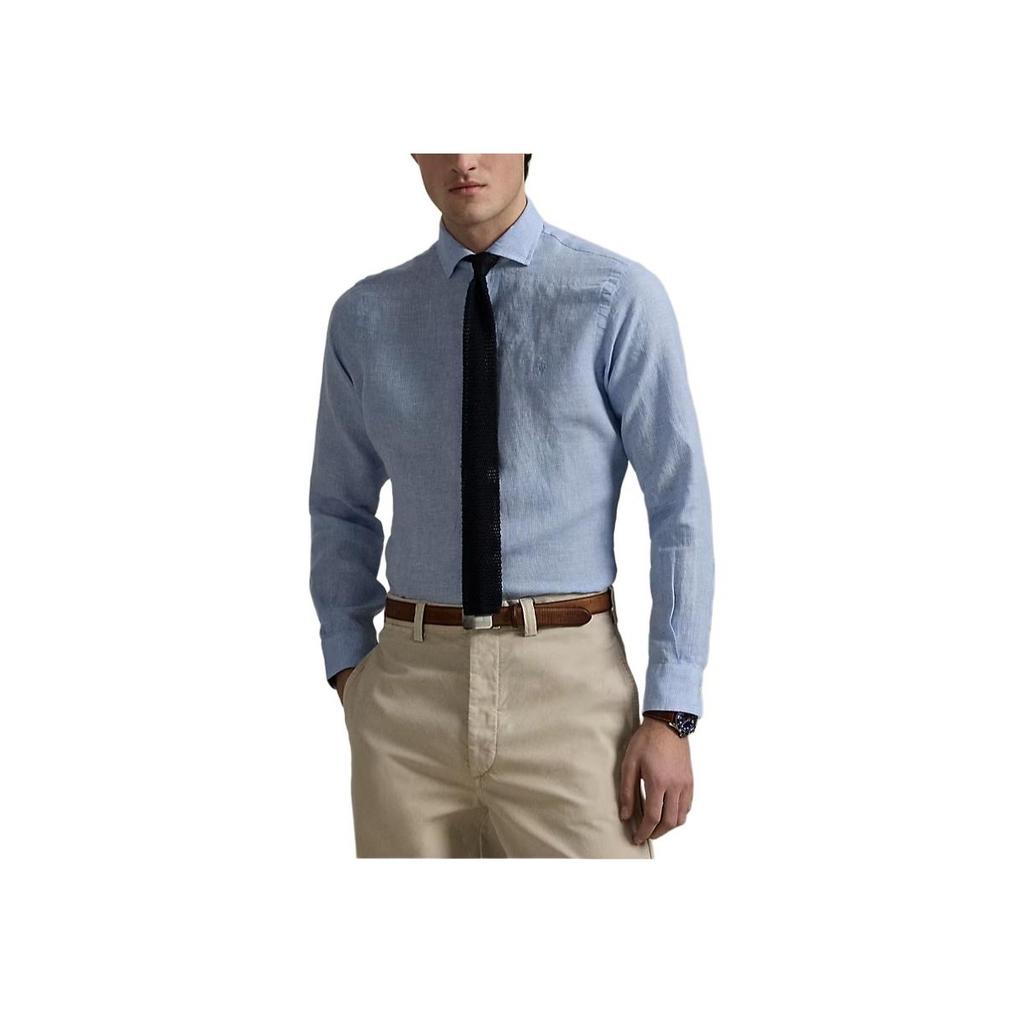 Polo Ralph Lauren Classic Houndstooth Linen Shirt Men Shirts Blue White 710978099-001