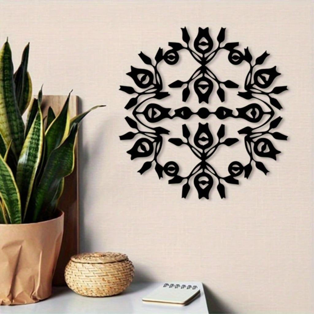 Vintage Metal Wall Art Evil Eye Mandala Black Floral Iron Decor Spiritual Protection Gift Zen Home Meditation