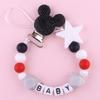 Newest Custom Personalized Name Pacifier Clips Handmade Beech Chains Silicone Beads Holder Soother Baby Teething Toys Chew  Gift