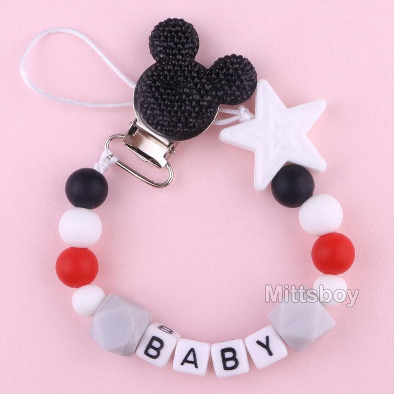Newest Custom Personalized Name Pacifier Clips Handmade Beech Chains Silicone Beads Holder Soother Baby Teething Toys Chew Gift