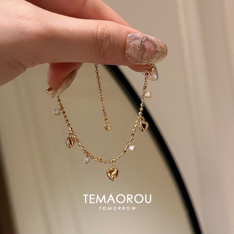 

Доступная роскошь Невыцветающие Хорошие товары Кисточки Ювелирные изделия Одиночный бриллиант Heart Zircon Pendant Bracelet Single