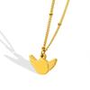 Gold-Plated Geometric Wing Pendant Necklace: Japanese-Korean Design with Titanium Steel Clavicle Chain