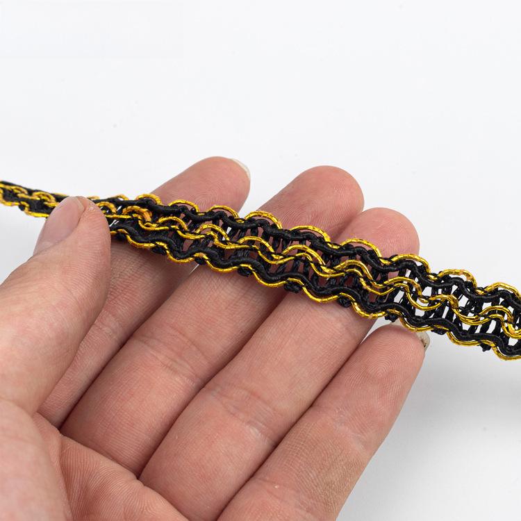 Ribete de Encaje Dorado de 1 cm de Ancho - 11 m para Cortinas, Sofá, Zapatos, Sombreros y Accesorios