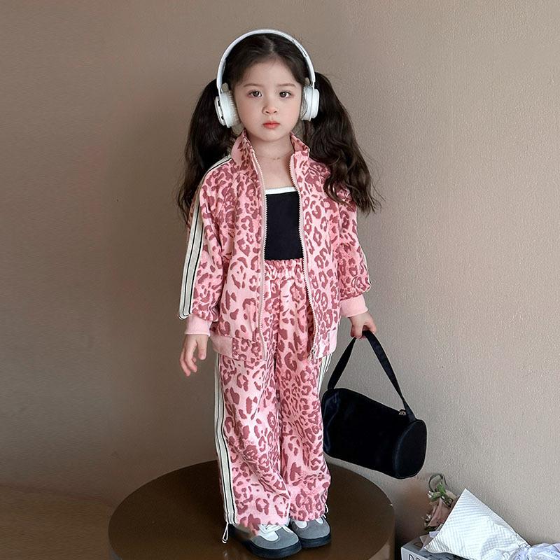 Girls' Suits Autumn Baby Girl Leopard Print Jacket Children