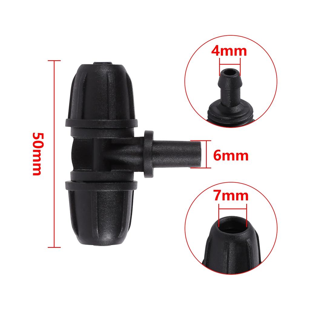 1/4" Rohr Verriegelbare Verbinder Wasserverteiler T-Stück Kupplung 4/7mm Schlauchkupplungen Gartenbewässerung Tropfbewässerung Fittings 5/10/20 Stück
