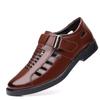 New Men's Large-size Sandals Breathable Business Dress Dad Shoes Engraved Wear-resistant Empty Holes Middle-aged and Elderly Leather Men's Shoes
