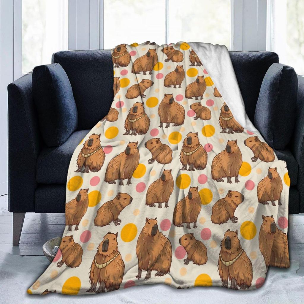 Cute Cartoon Animal Guinea Pig Printed Blanket for Sofa Bed Travel Camping Living Room Office Conditioning Blanket
