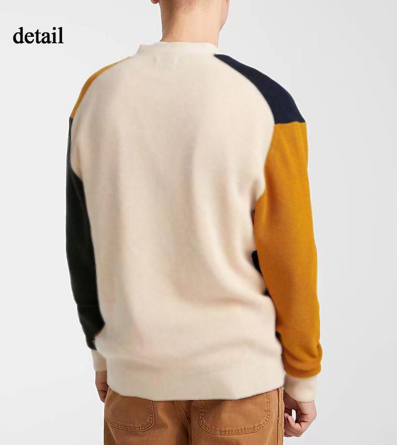Cardigan masculino com blocos de cores, suéteres de malha com frente aberta, ajuste solto, manga comprida, cardigans com bolsos, suéter casual com decote em V e botões, roupa externa para homens