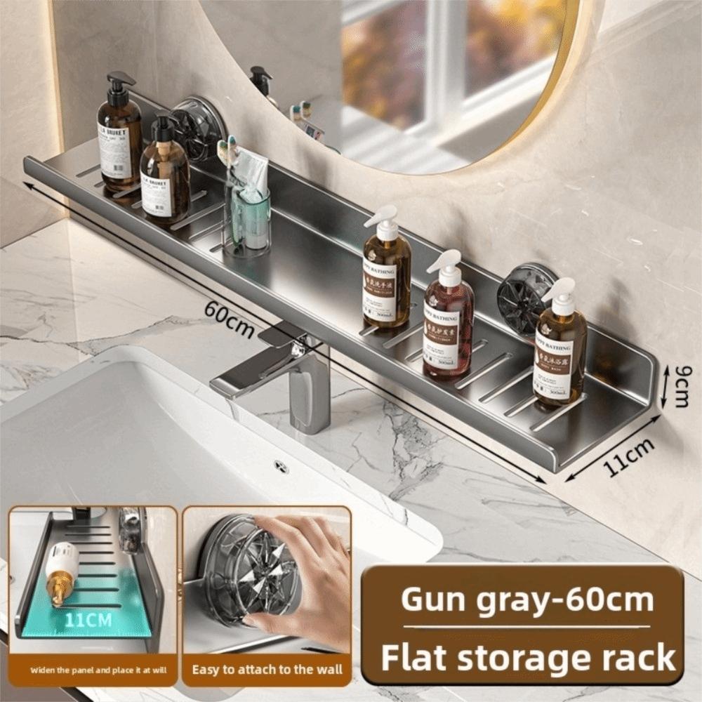 Wall Mounted Suction Cup Storage Shelf Waterproof Washbasin Countertop Shelves  Makeup