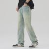 Men's Large Summer Loose Washed Retro Straight Jeans