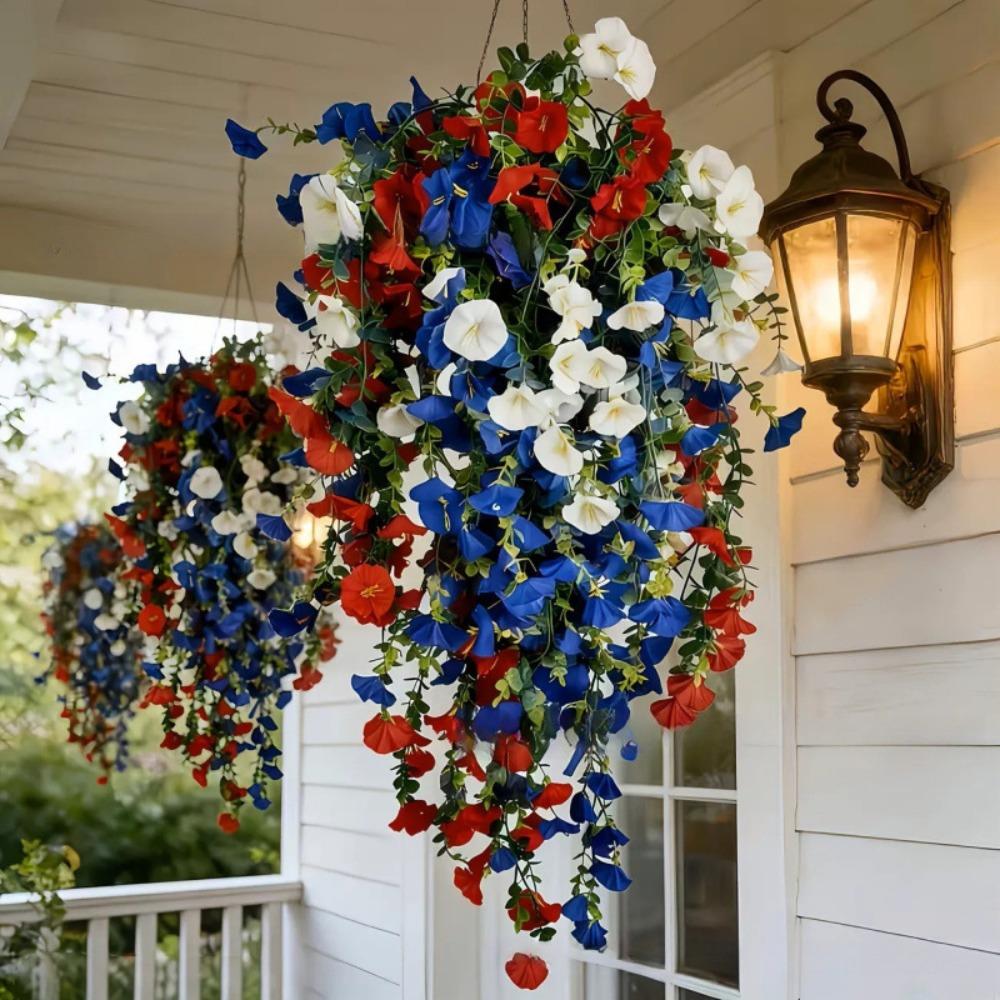 Colorful Artificial Morning Glory Flowers Plastic Morning Glory Branch Green Plants Living Room