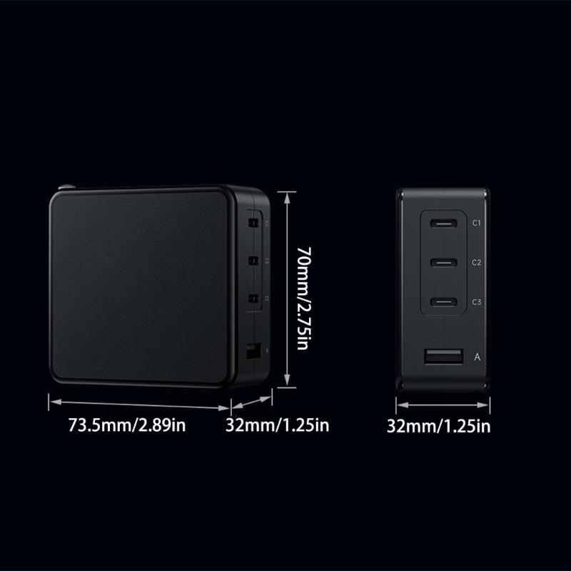 Fast Speed 100W Wall Charger 3 USB C 1 USB A Ports Multi Device Charging Intelligent Temperature Control