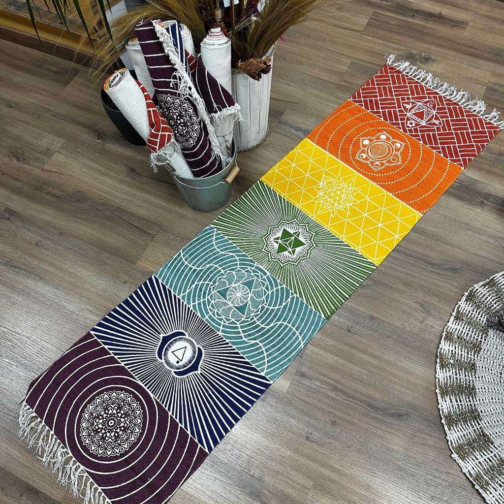 Yoga Rug Cotton 7 Chakras 60x200cm
