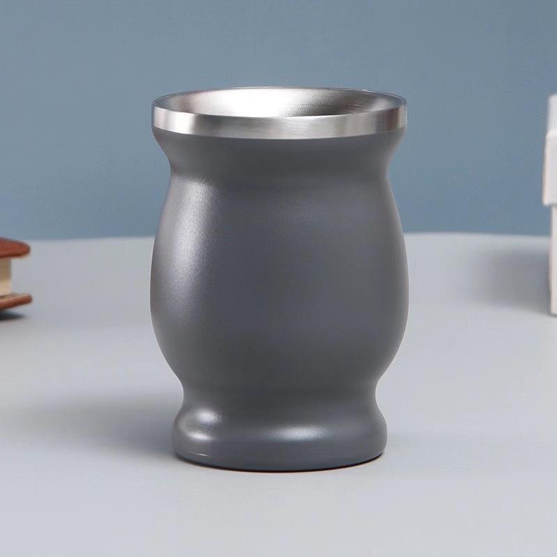 

Amazon hot-selling, stainless steel oz stainless steel Mate tea cup gourd type heat insulation cup mini gourd cup 8oz single cup сірий колір