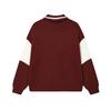 FILA Fashion Polo Neck Letter Color Block Retro College Sweatshirt Women sweatshirt Light-Pink Wine-Red F11W519204FWI