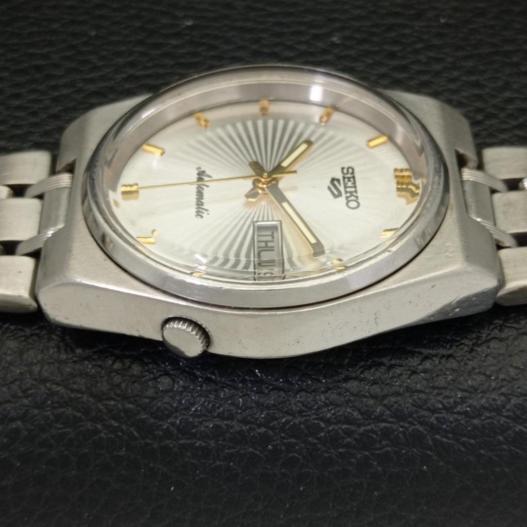 USED GENUINE VINTAGE SEIKO 5 AUTOMATIC JAPAN MENS SILVER DIAL WATCH A433297-2 R115-a433297